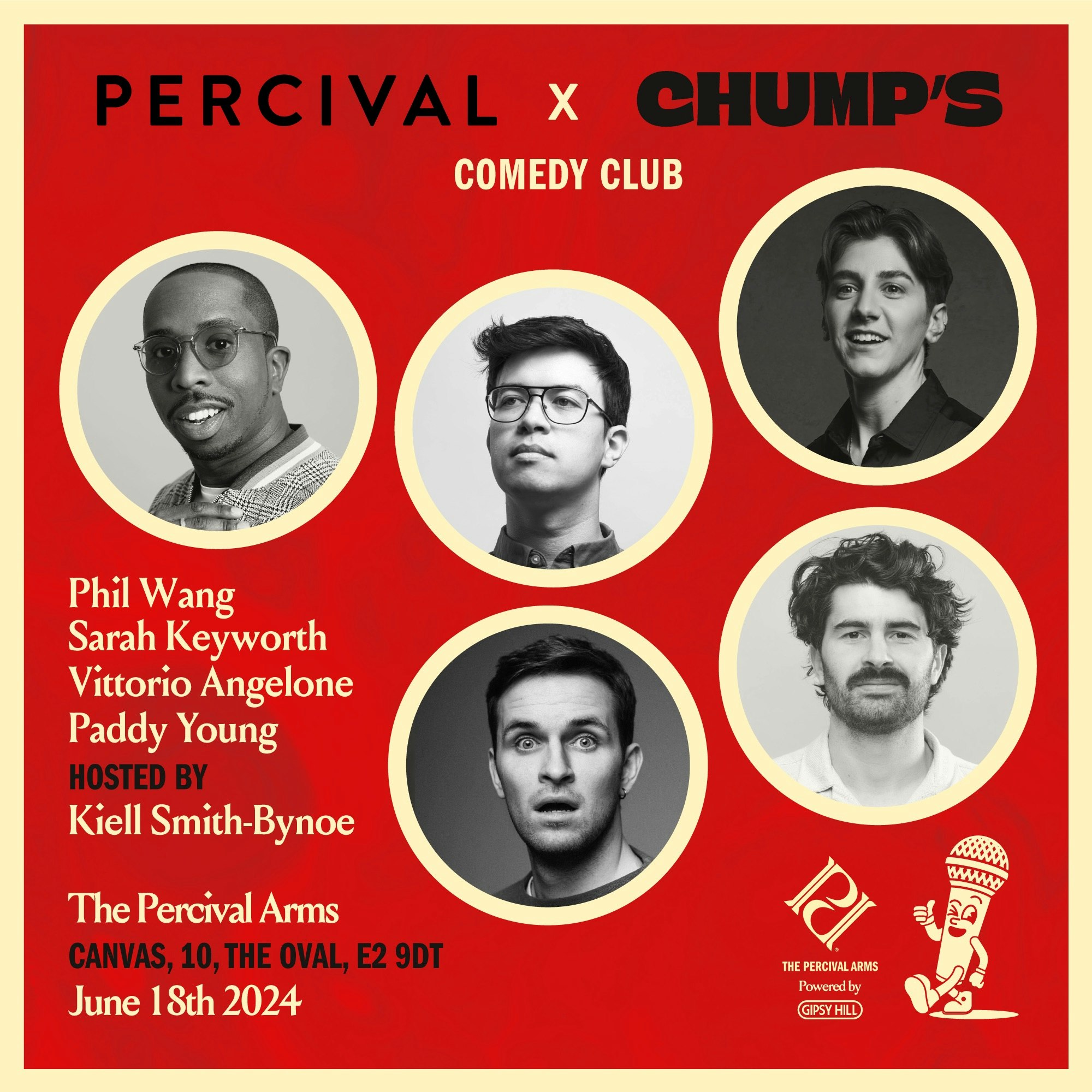 Phil Wang, Sarah Keyworth, Vittorio Angelone, Paddy Young, Kiell Smith-Bynoe performing live