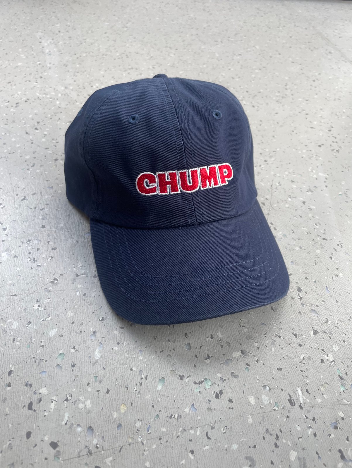 Navy CHUMP cap w/ red & white embroidery