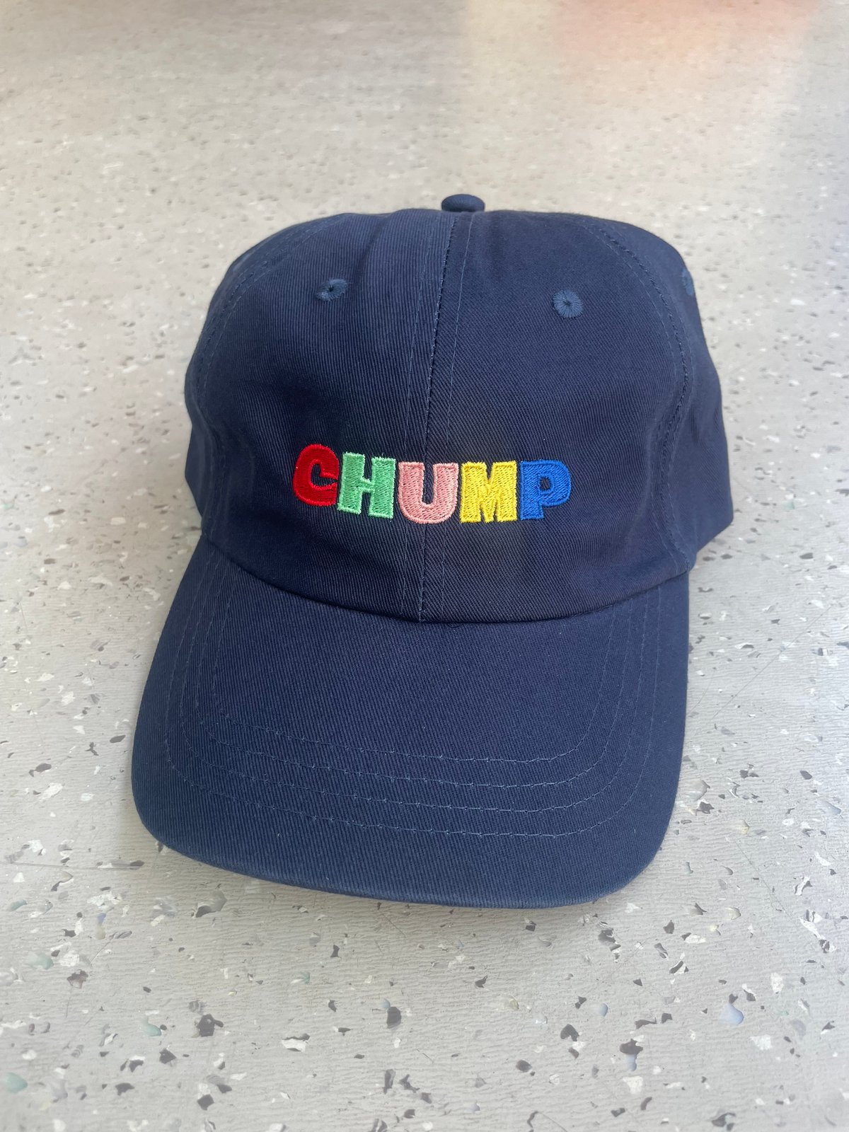 Navy CHUMP cap w/ multicoloured embroidery